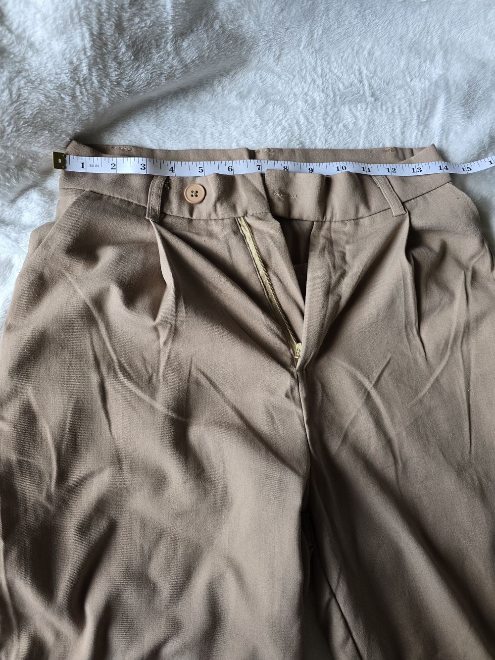 Design ​XY Vogue Camel Brown Pleated Straight Leg Tailored Pants Medium - Picture 5 of 8